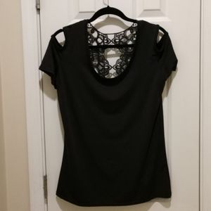 Cold shoulder top with lace detail